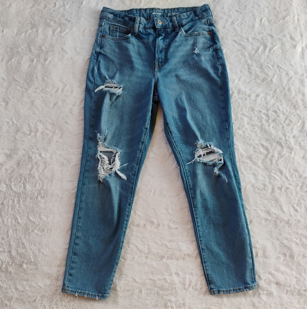 Old Navy Distressed High Rise O.G. Straight Ankle Jeans
